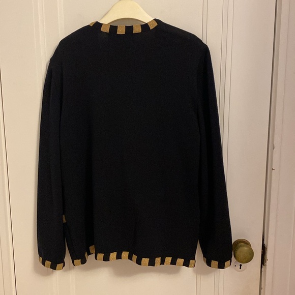 Escada Navy Cardigan with Gold Accents - Picture 3 of 4
